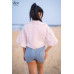 Puff Sleeve Red Stripe Crop Blouse Puff Sleeve Red Stripe Crop Blouse