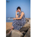 Ruffle Sleeve Blue Stripe Dress