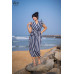 Ruffle Sleeve Blue Stripe Dress