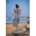 Ruffle Sleeve Blue Stripe Dress