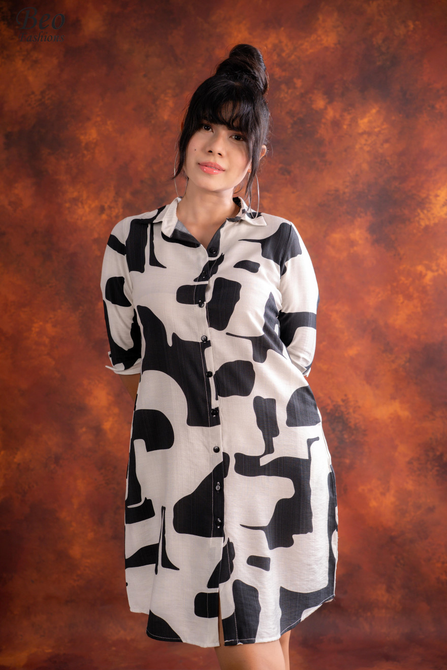Mela Black Print Dress